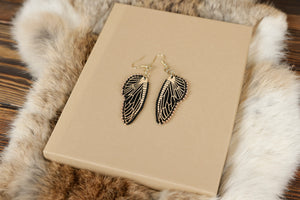 Black and Gold Half Wing Earrings