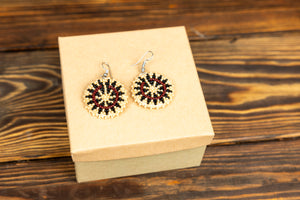 Beaded Round Earrings