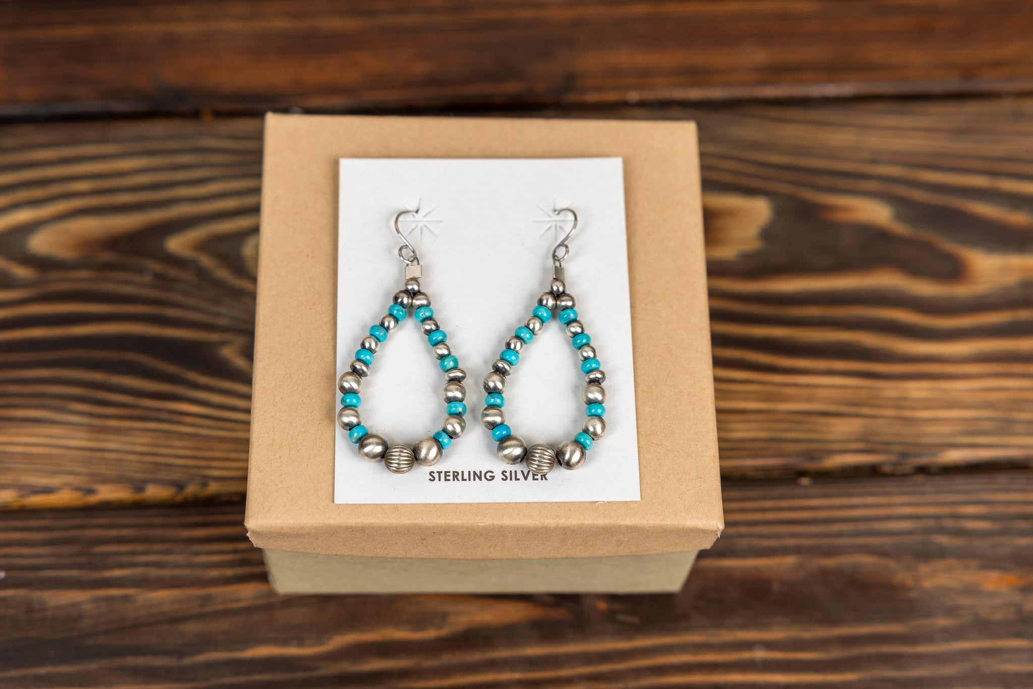 Navajo Pearl and Turquoise Hoop Earrings