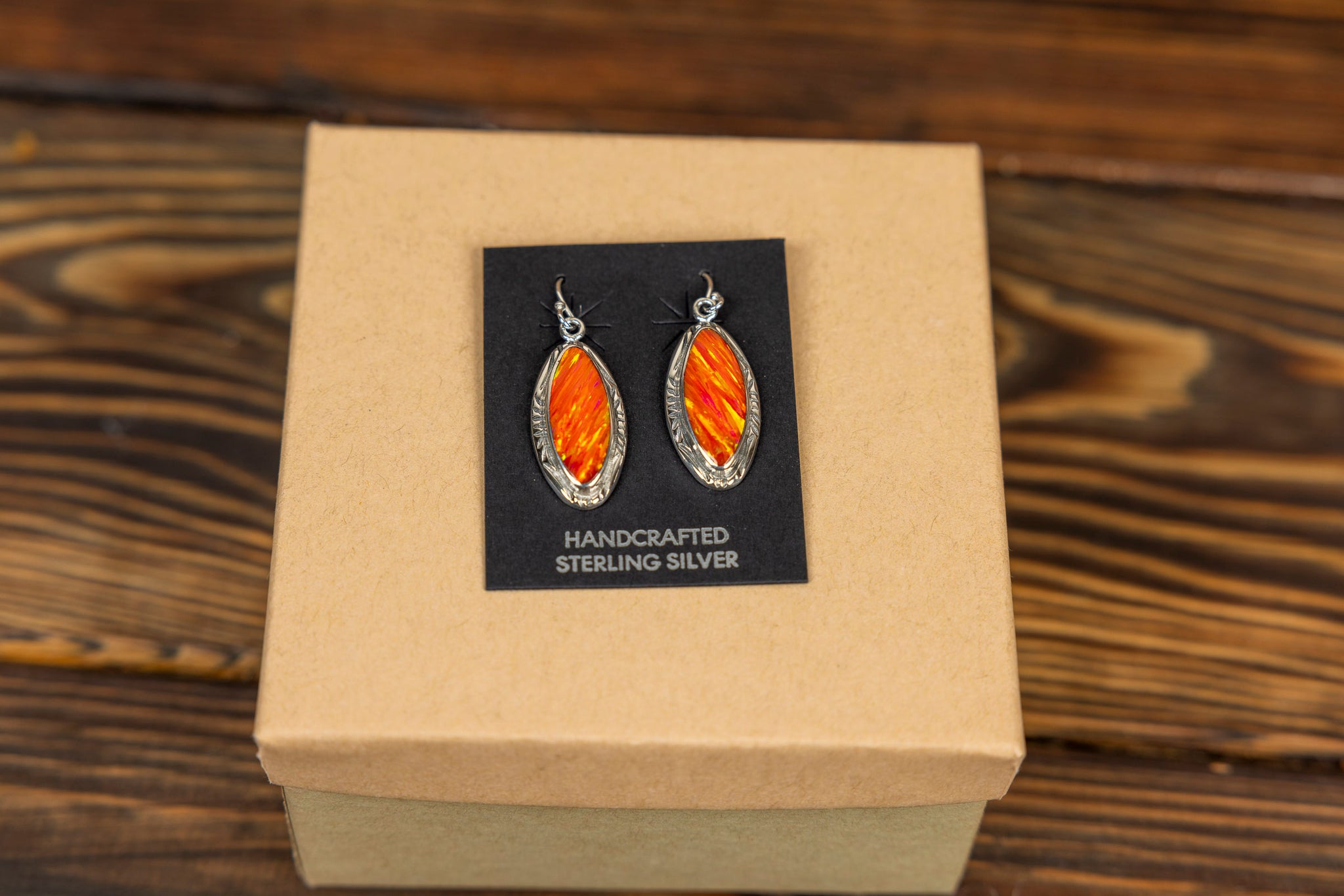 Oval Orange Fire Opal Earrings