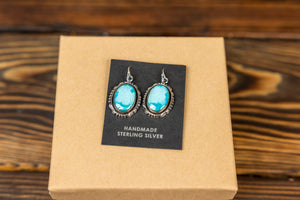 Round Turquoise and Sterling Silver Earrings