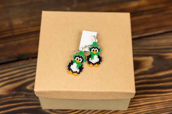 Beaded Penguin Earrings