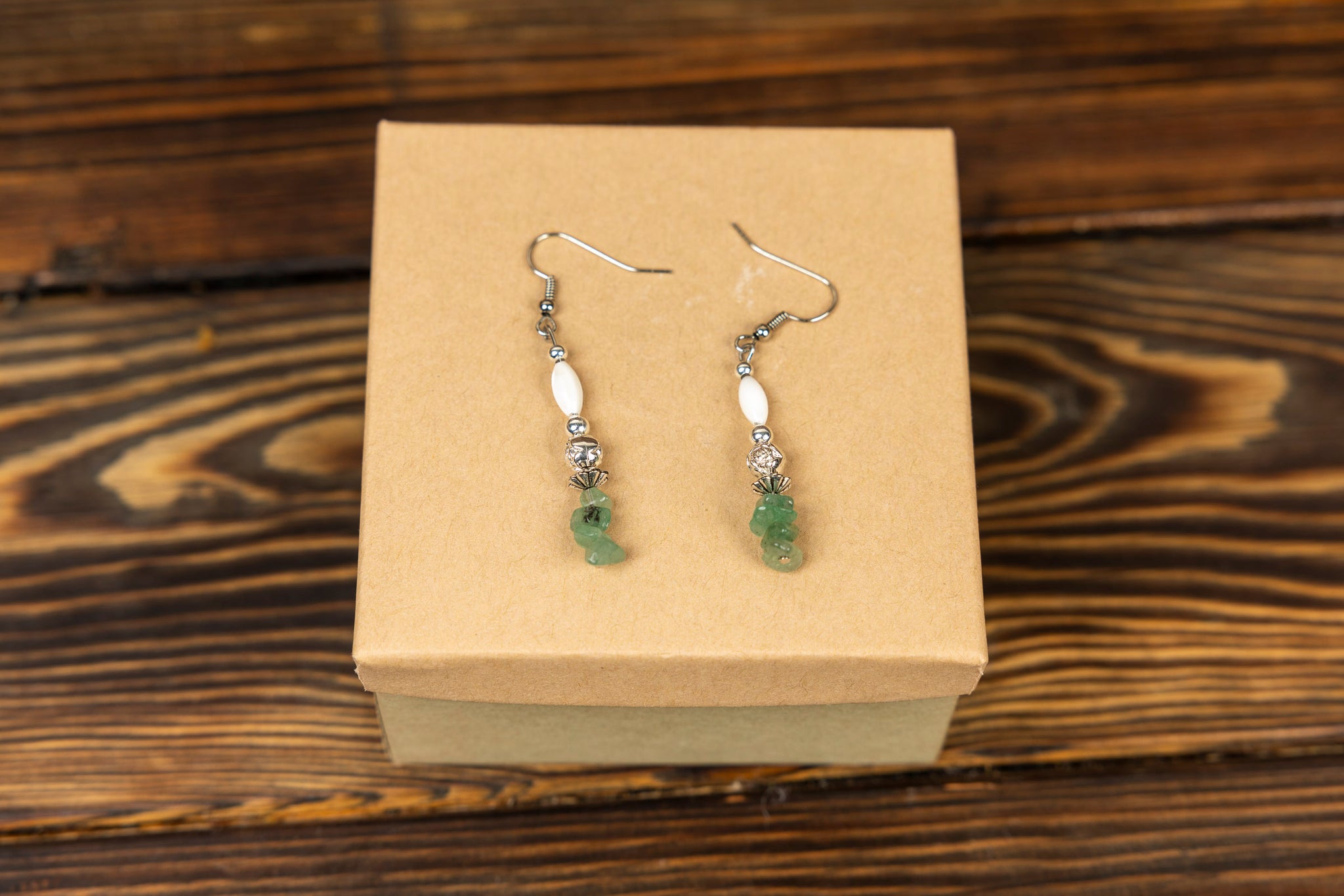 Sage Green Stone Earrings