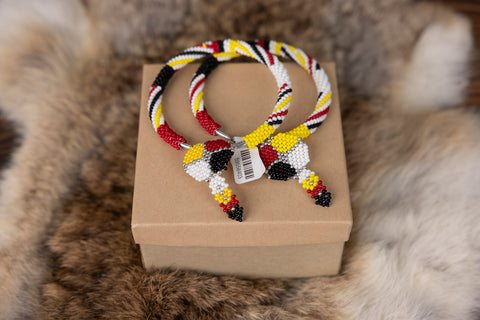 Beaded Big Hoops with Medicine Wheel Middle