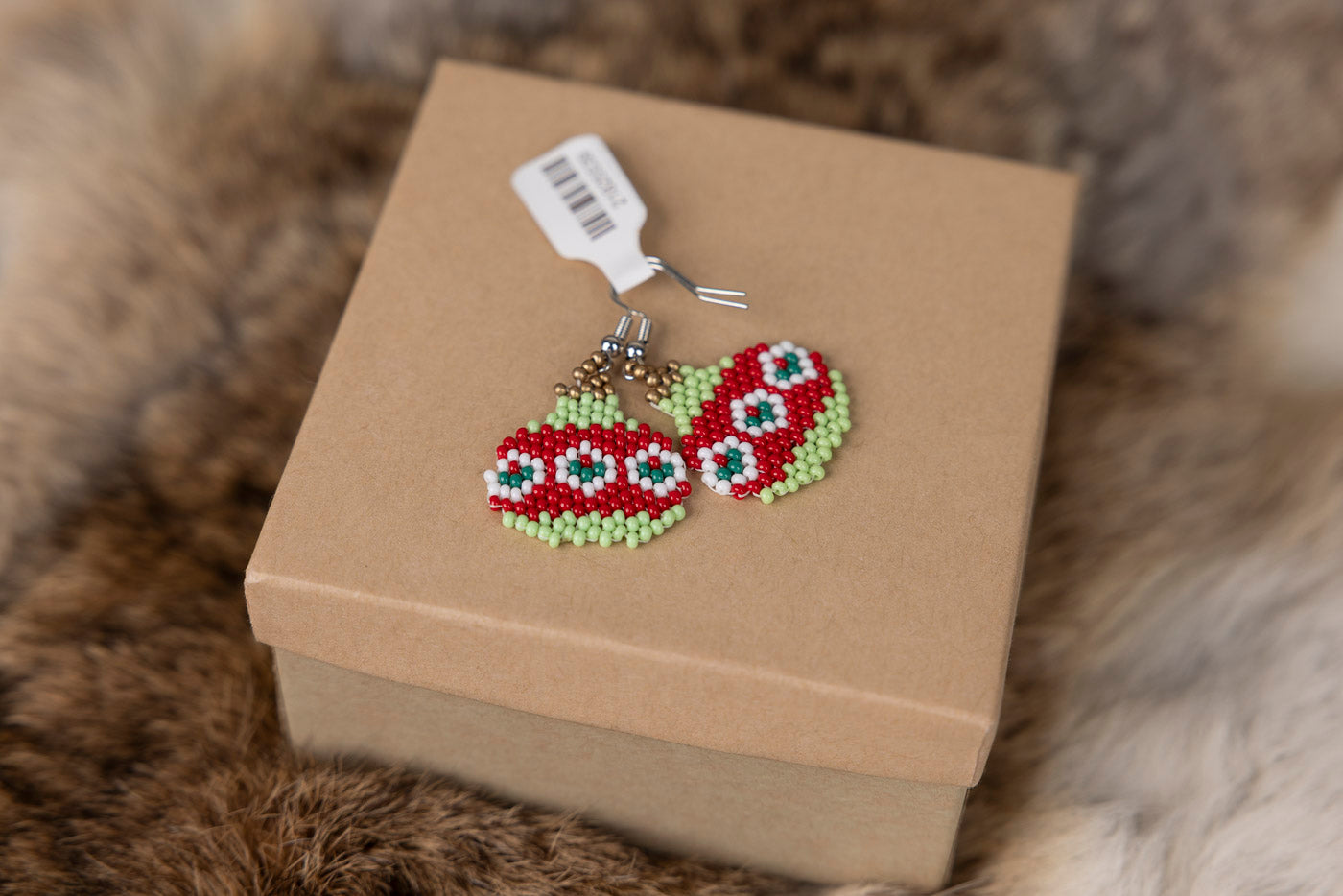 Beaded Christmas Ornament Earrings