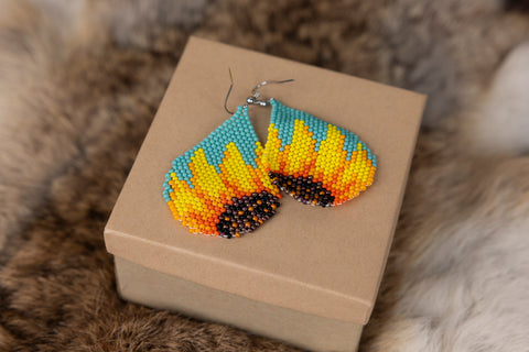 Sunflower Beaded Earrings