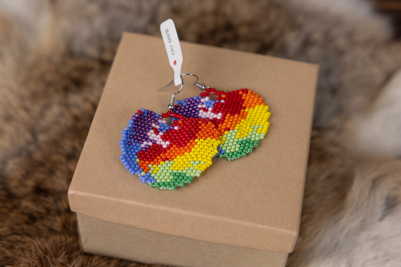 Rainbow Colored Heart Earrings