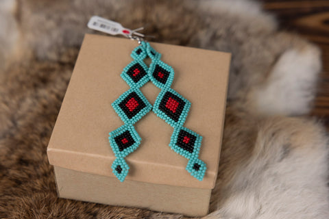 Turquoise Diamond Tier Dangle Earrings