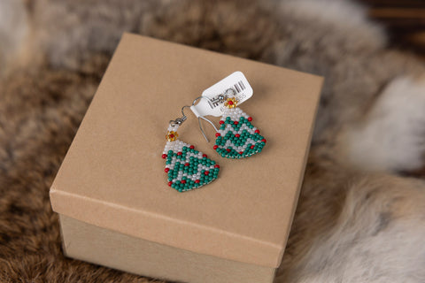 Beaded Christmas Tree Earrings