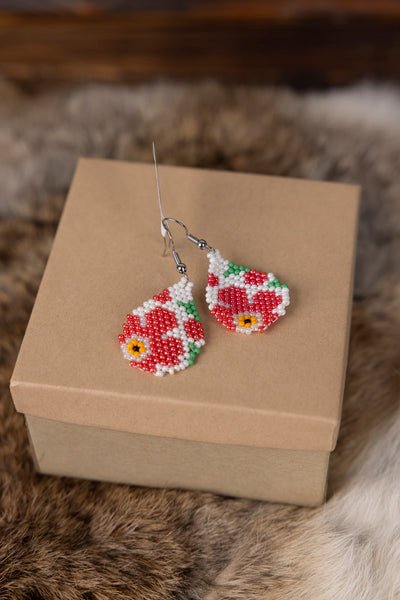 Flat Floral Beaded Earrings