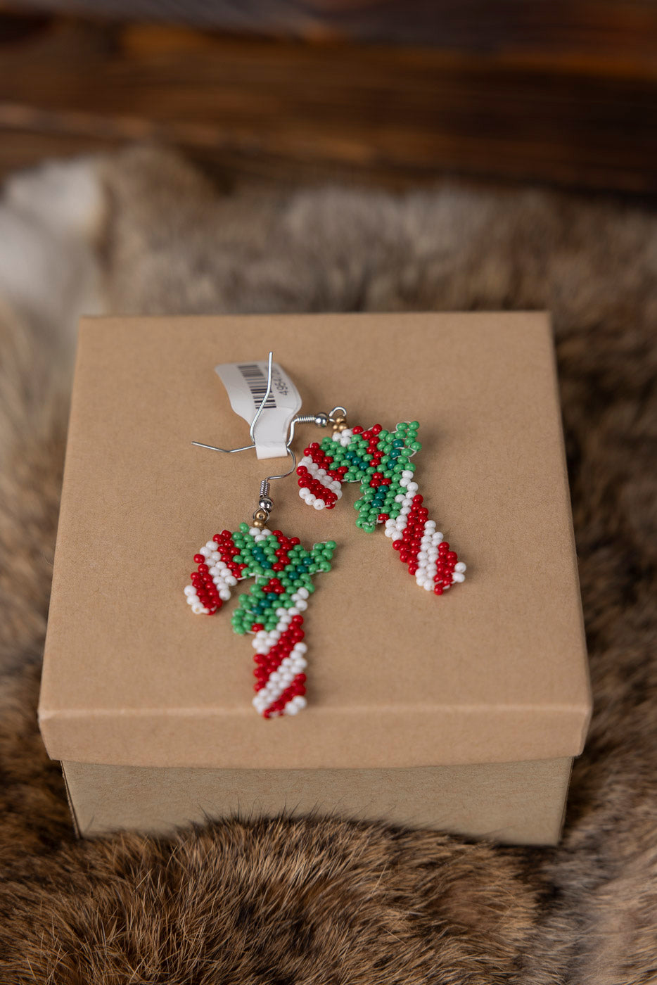 Beaded Candy Cane Earrings