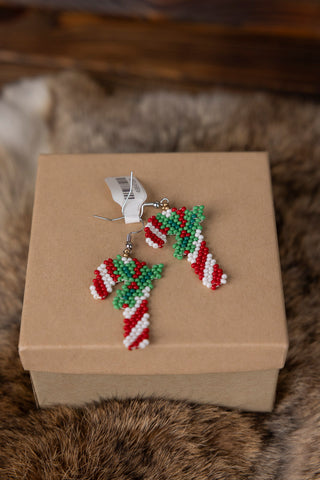 Beaded Candy Cane Earrings