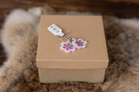 Beaded Pink Flowers with White Around it