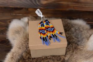 Purple Beaded Earrings with Fire Colors - Dangle