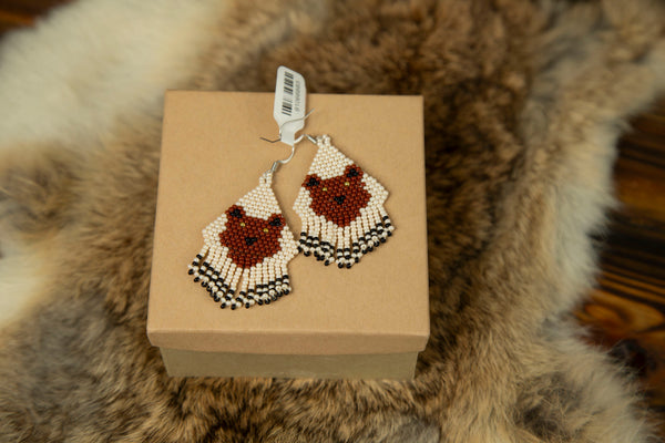 Brown Bear Beaded Dangle Earrings