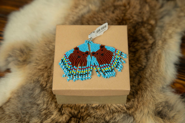 Brown Bear Beaded Dangle Earrings