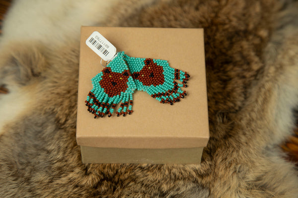 Brown Bear Beaded Dangle Earrings