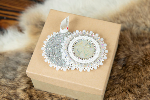 Beaded Round Earrings with Cabs