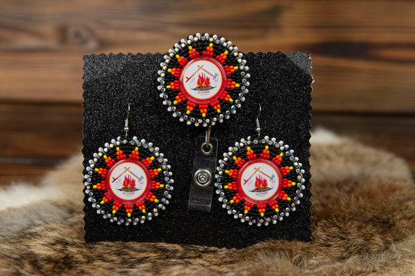 Beaded CPN Seal Earrings + Badge Reel Sets