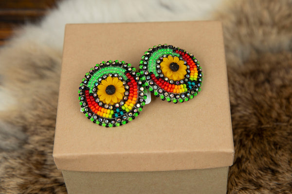Beaded Sunflower Studs