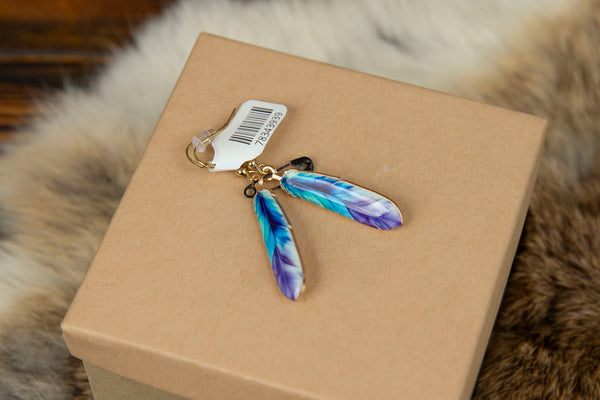 Small Colorful Feather Earrings