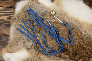 Blue Leather Strip Earrings