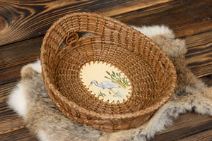 Pine Needle Basket with Crane