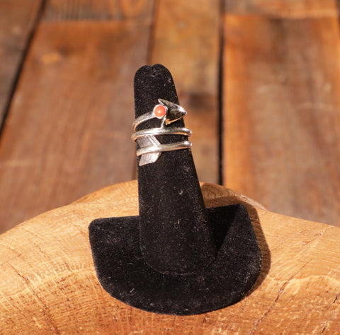 Coral Ring with Arrow Wrapped Around