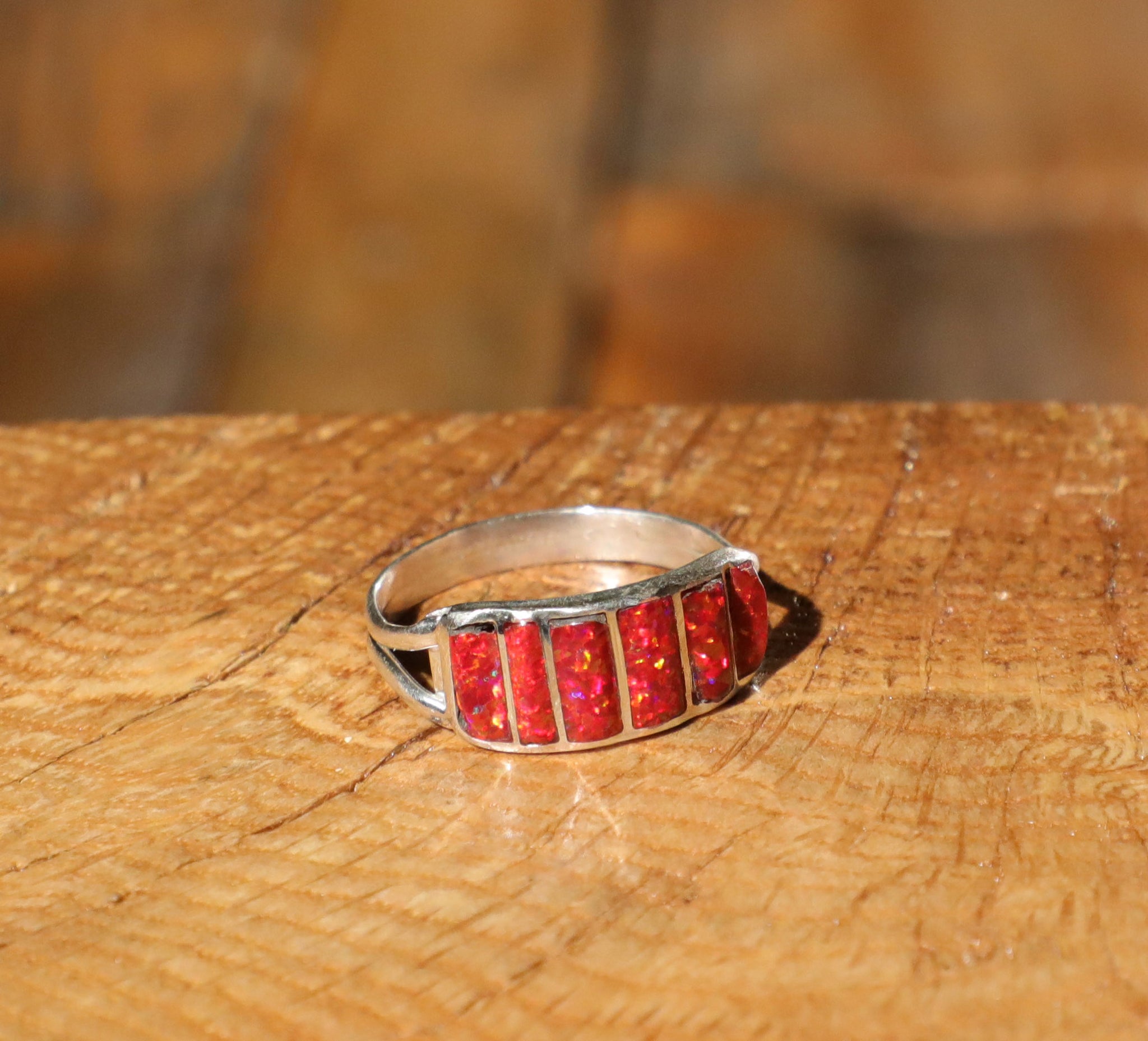 Orange Fire Opal Inlay Ring