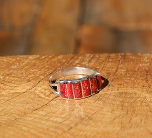 Orange Fire Opal Inlay Ring