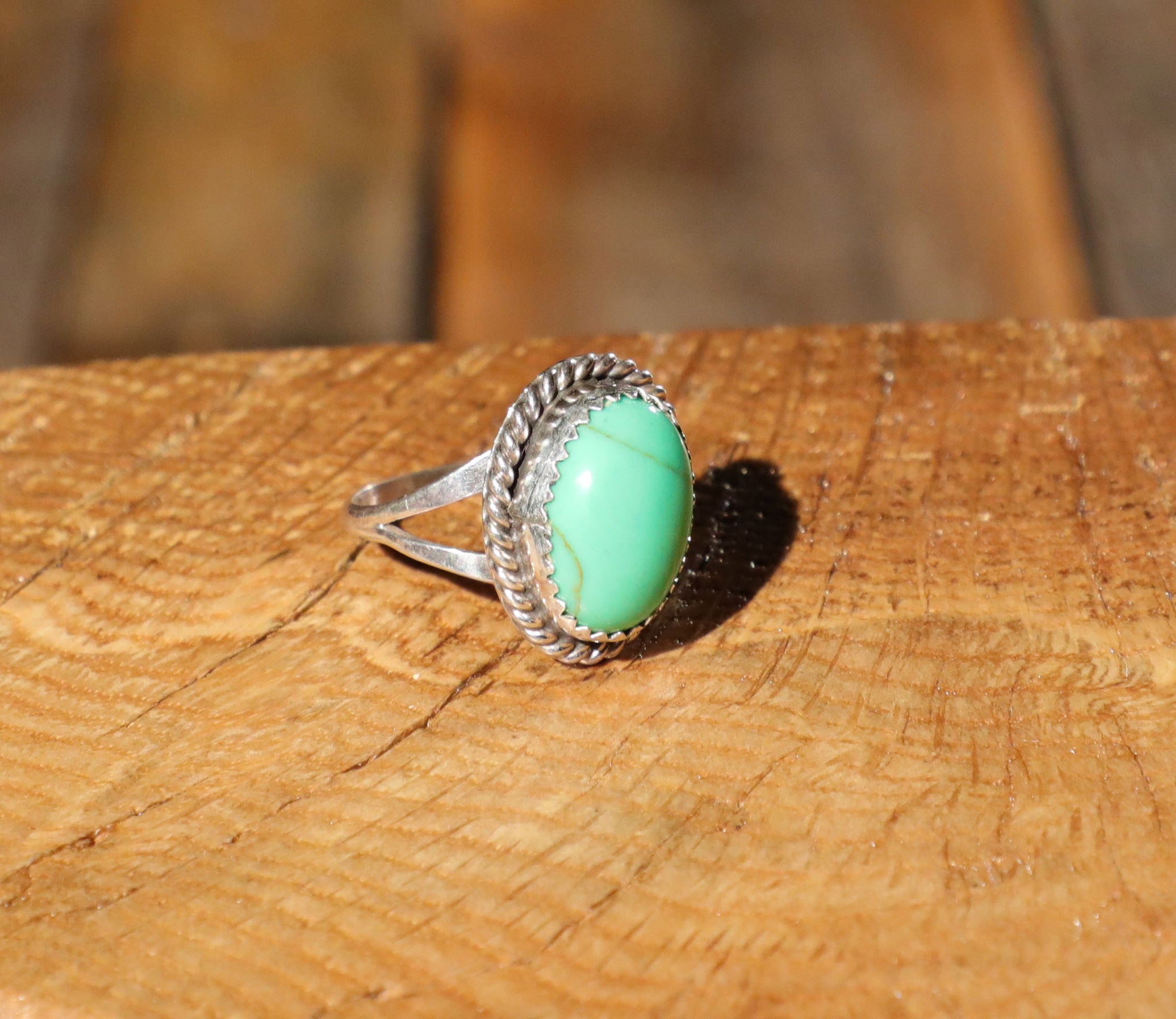 Green with Sterling Silver Ring