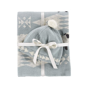 Pendleton Knit Baby Blanket with Beanie- Sheep Dreams
