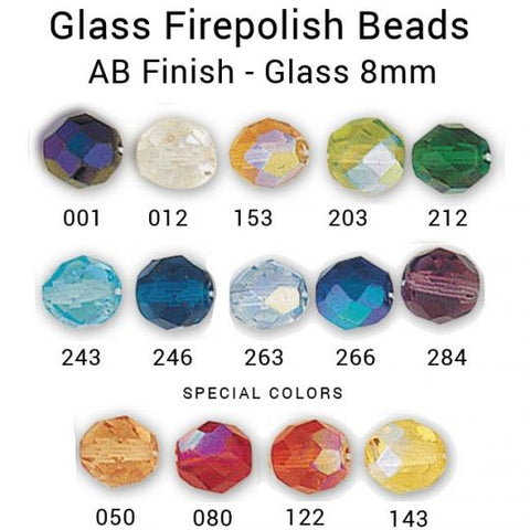 Glass Firepolish Beads AB Finish-Glass 8mm