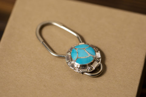 Sterling Silver Turquoise Inlay Key Ring