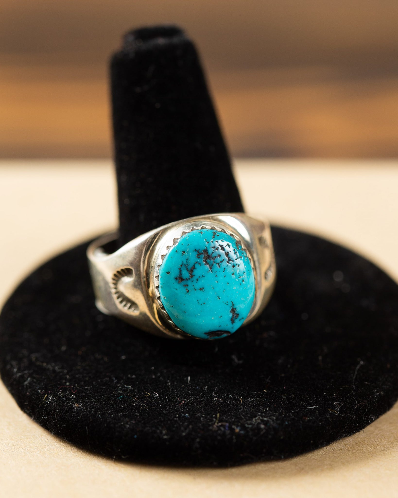 Turquoise Ring with Wide Band