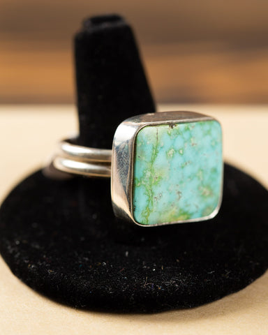 Square Green Turquoise Ring