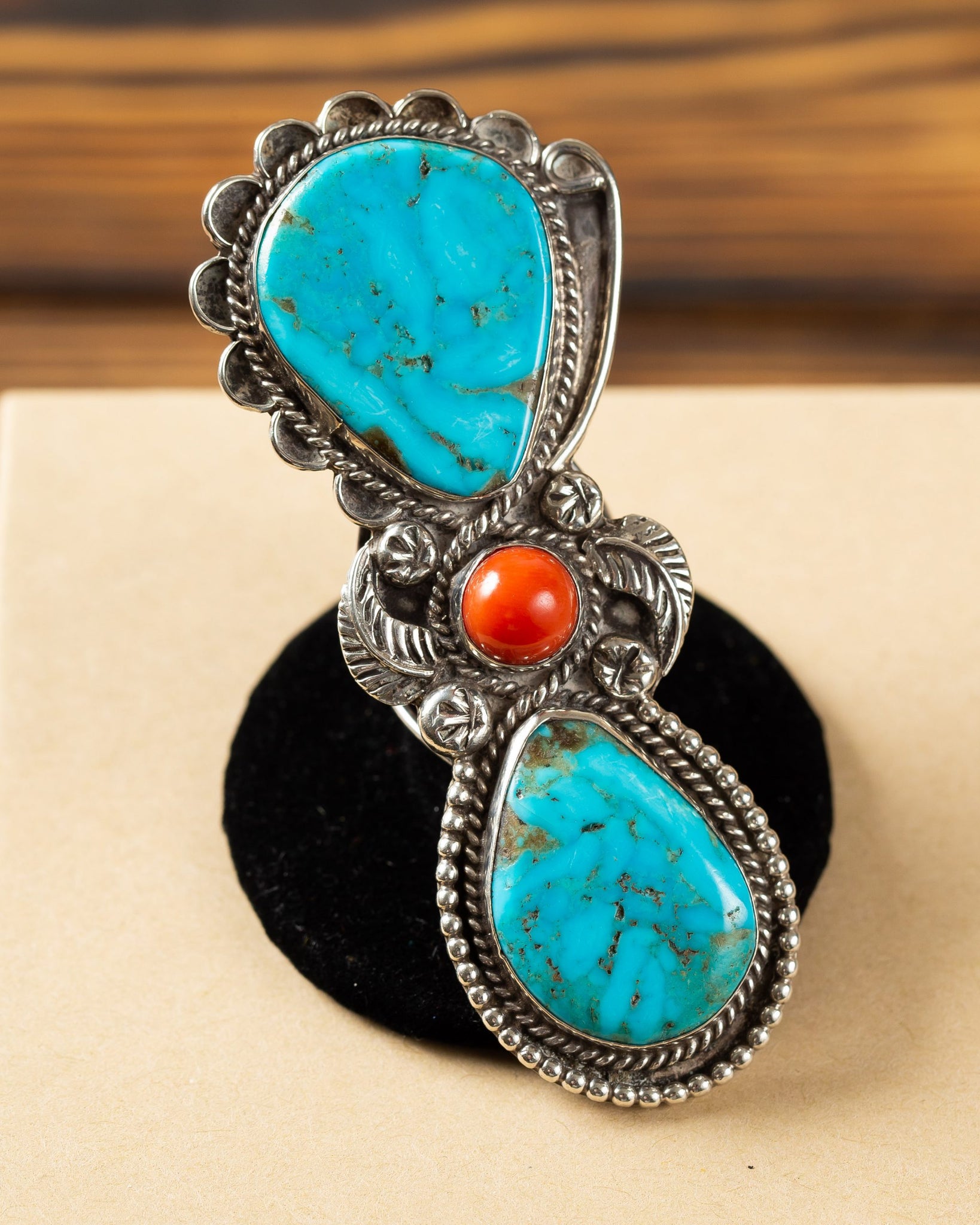 Turquoise/Coral Ring