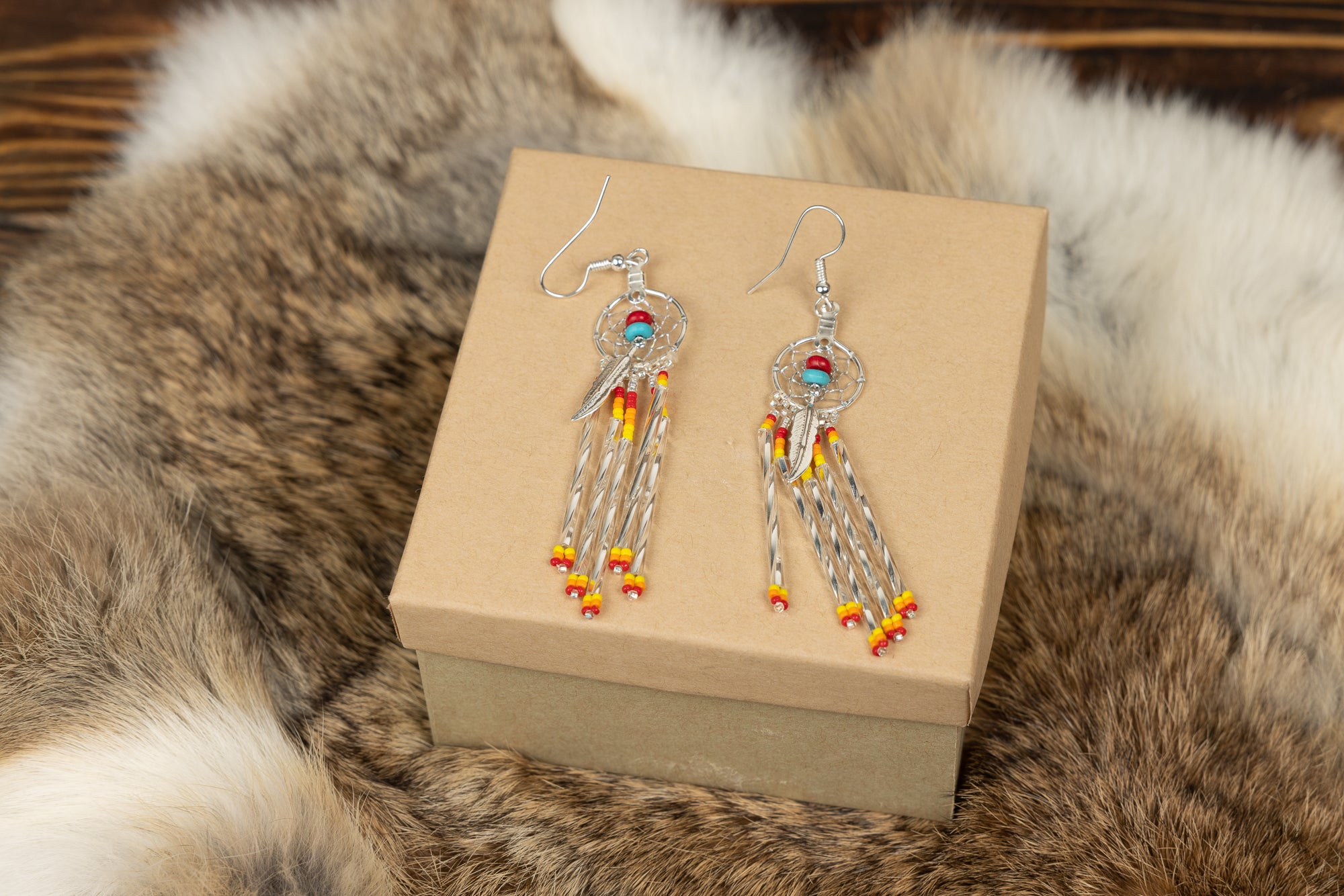 Beaded Dangle Dreamcatcher Earrings