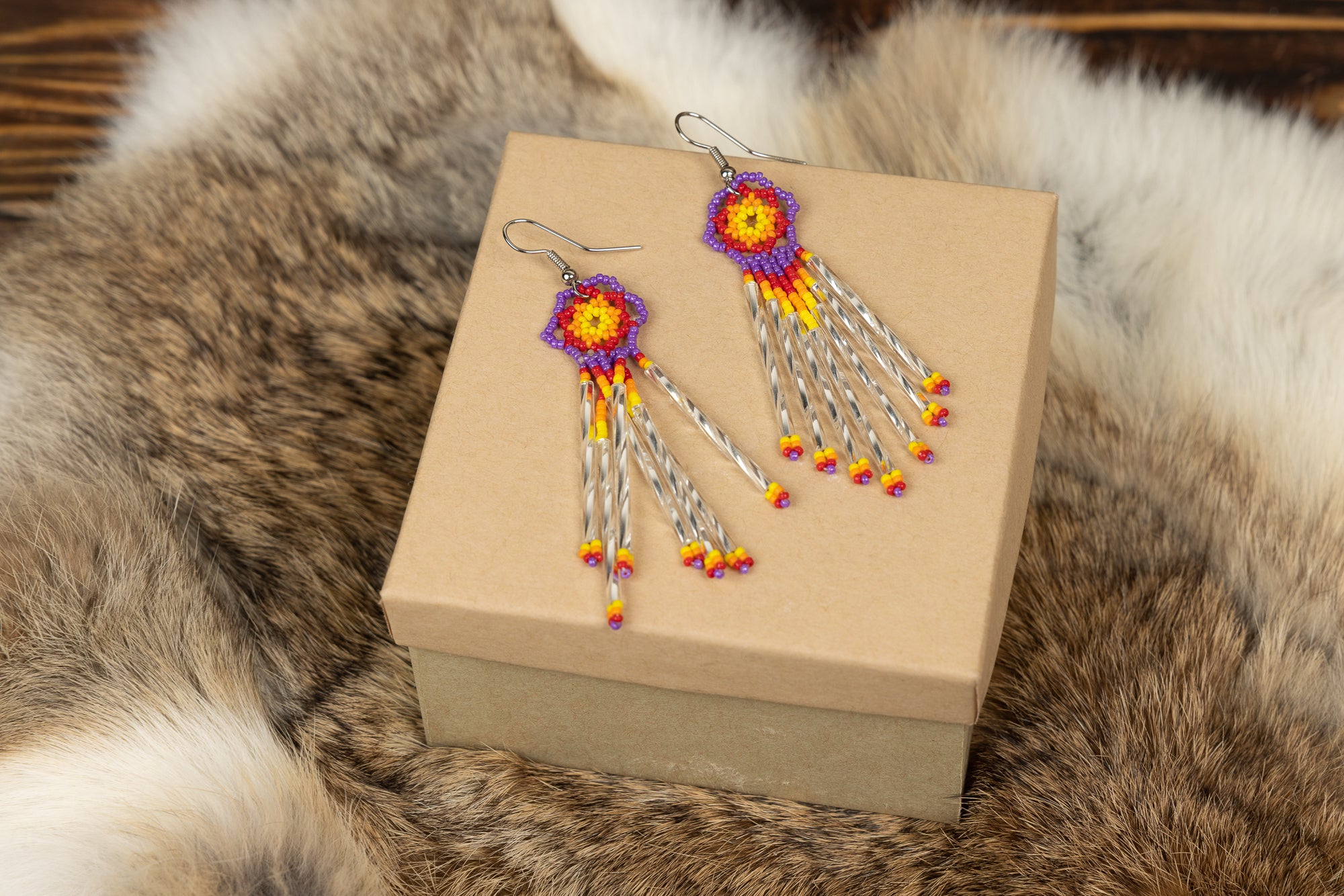 Beaded Dangle Dreamcatcher Earrings