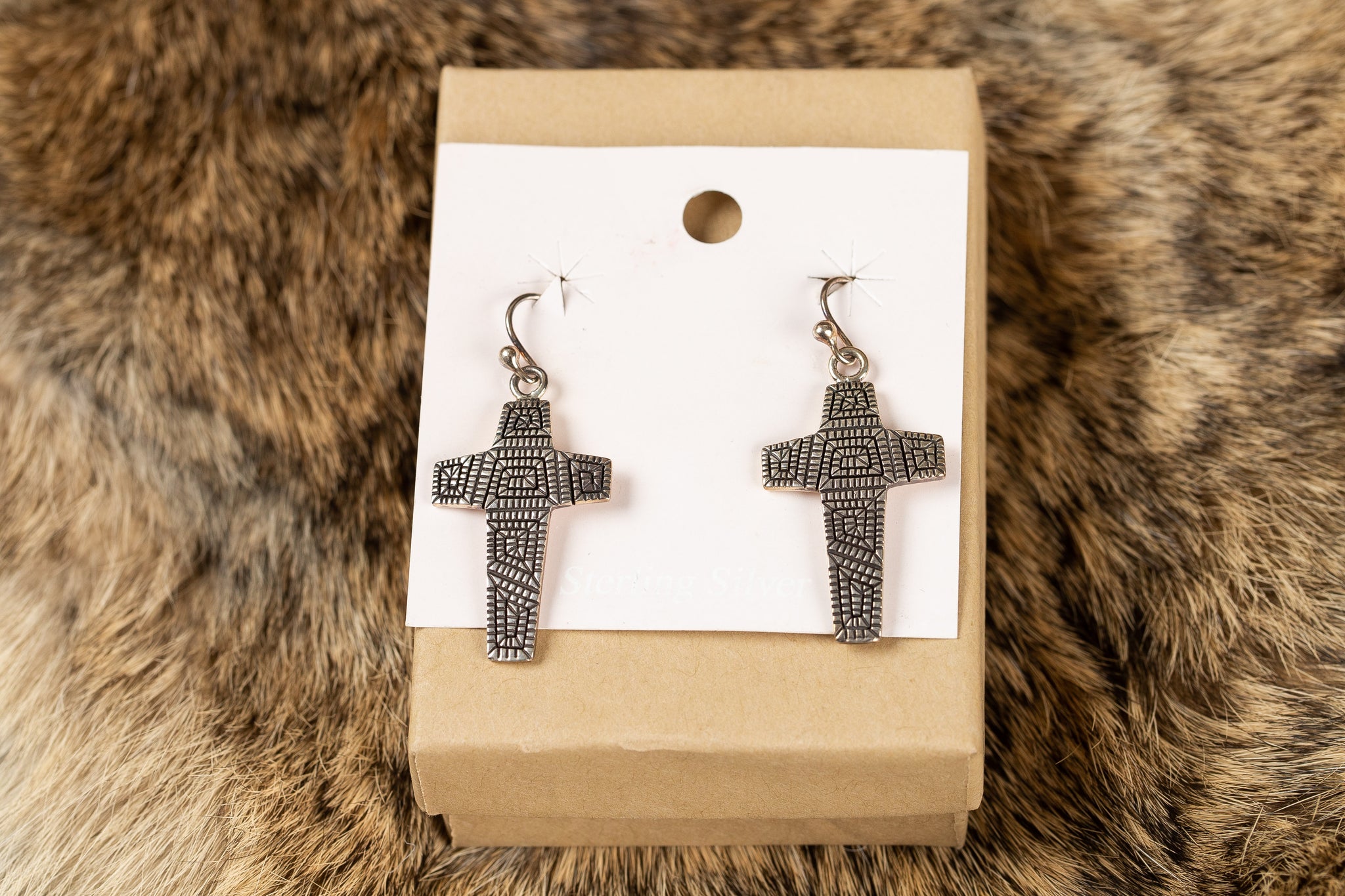 Stamped Cross Earrings
