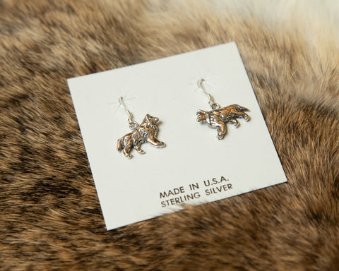 Sterling Silver Wolf Earrings