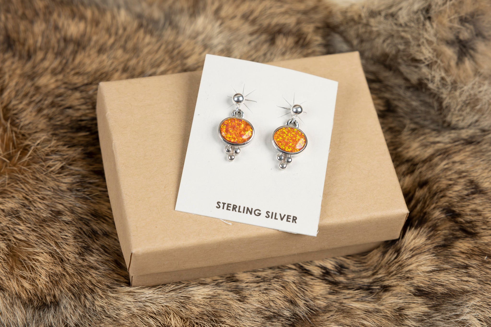 Orange Fire Opal Earrings