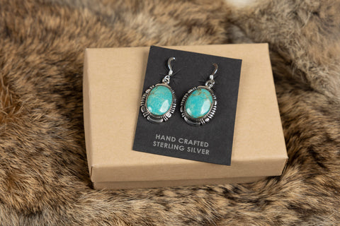 Round Green Turquoise Earrings