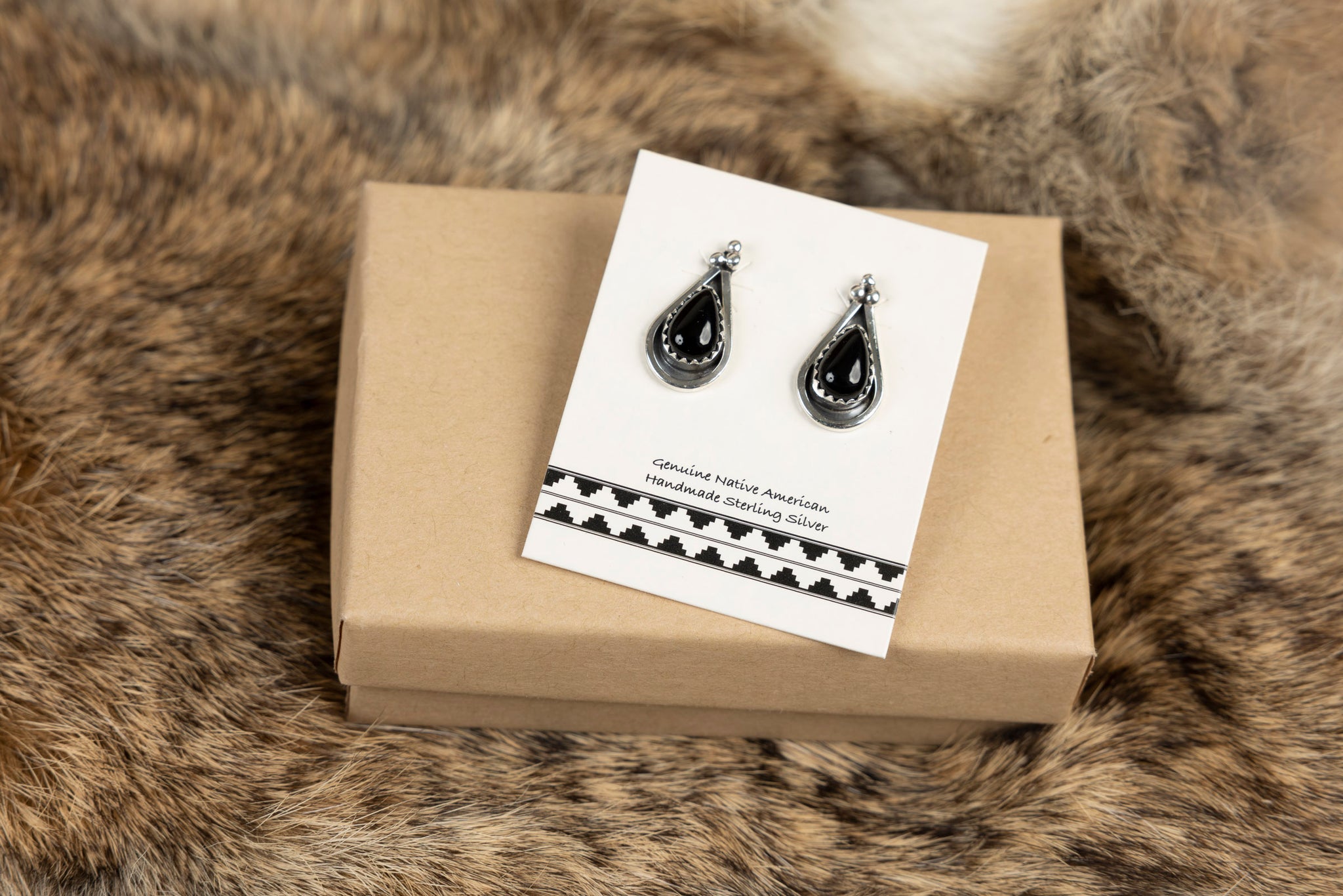 Black Onyx and Sterling Silver Studs