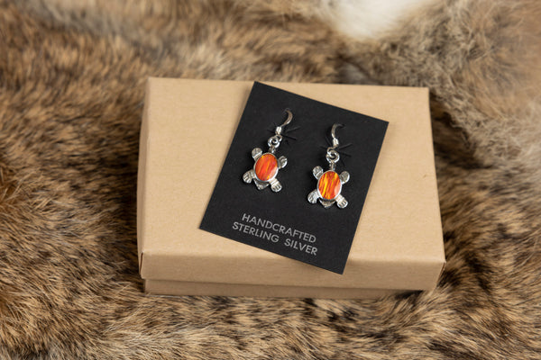 Orange Fire Opal Turtle Earrings