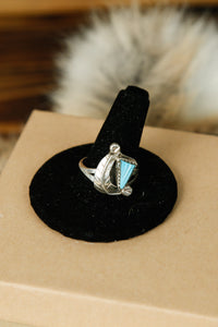 Turquoise Stone with Sterling Silver Leaf Ring