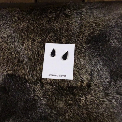 Black Onyx Teardrop Post Earrings
