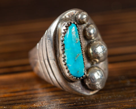 Turquoise and Silver Pearl Ring